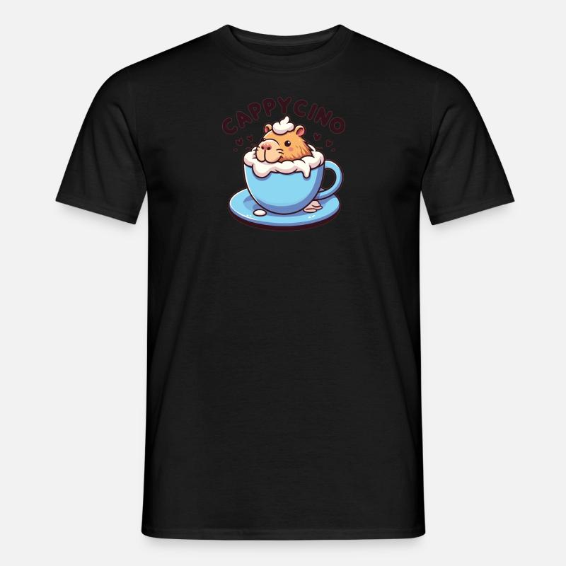 Cappyccino Capybara Kaffee Cappuccino - Männer T-Shirt - Schwarz