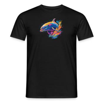 Watercolor Colorful Dolphin Colorful Animals - Men's T-Shirt - black - Front - AI Model Male 178 light (178cm)