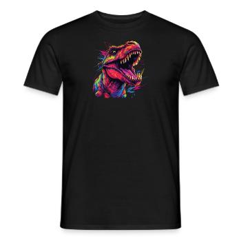 Watercolor Colorful T-rex Colorful Animals - Men's T-Shirt - black - Front - AI Model Male 178 light (178cm)