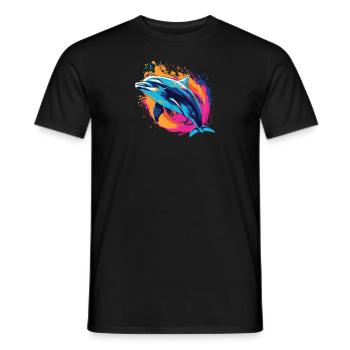 Watercolor Colorful Dolphin Colorful Animals - Men's T-Shirt - black - Front - AI Model Male 178 light (178cm)