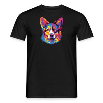 Aquarelle coloré Cardigan Welsh Corgi - T-shirt homme - noir - Devant - AI Model Male 178 light (178cm)