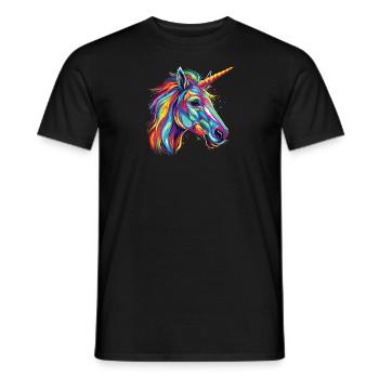 Watercolor Colorful Unicorn Colorful Animals - Men's T-Shirt - black - Front - AI Model Male 178 light (178cm)