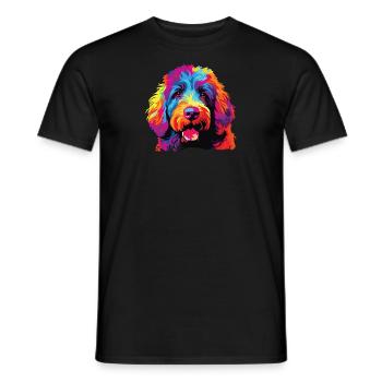 Wasserfarben Farbenfroher Spanischer Wasserhund - Männer T-Shirt - Schwarz - Vorne - AI Model Male 178 light (178cm)