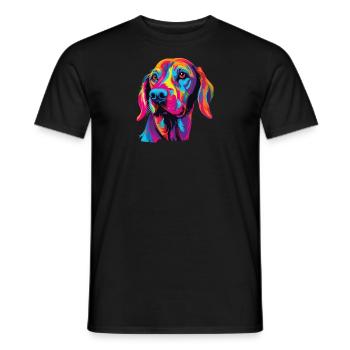 Wasserfarben Farbenfroher Finnischer Laufhund - Männer T-Shirt - Schwarz - Vorne - AI Model Male 178 light (178cm)