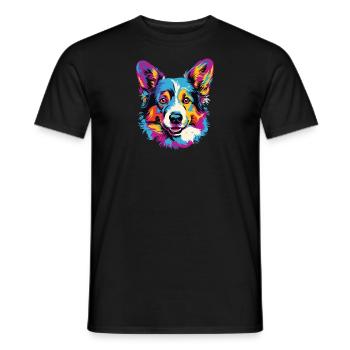 Aquarelle coloré Cardigan Welsh Corgi - T-shirt homme - noir - Devant - AI Model Male 178 light (178cm)