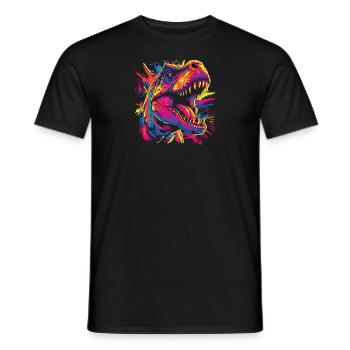 Watercolor Colorful T-rex Colorful Animals - Men's T-Shirt - black - Front - AI Model Male 178 light (178cm)