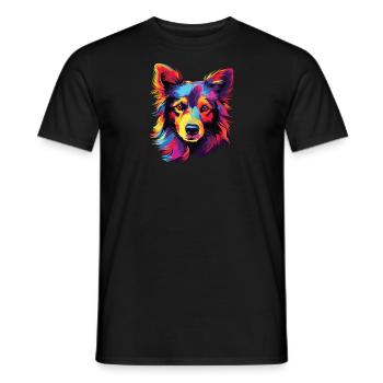 Wasserfarben Farbenfroher Islandhund - Männer T-Shirt - Schwarz - Vorne - AI Model Male 178 light (178cm)