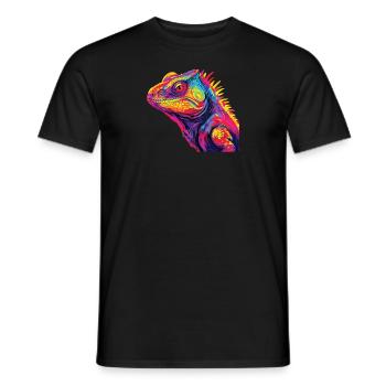 Watercolor Colorful Chameleon Colorful Animals - Men's T-Shirt - black - Front - AI Model Male 178 light (178cm)