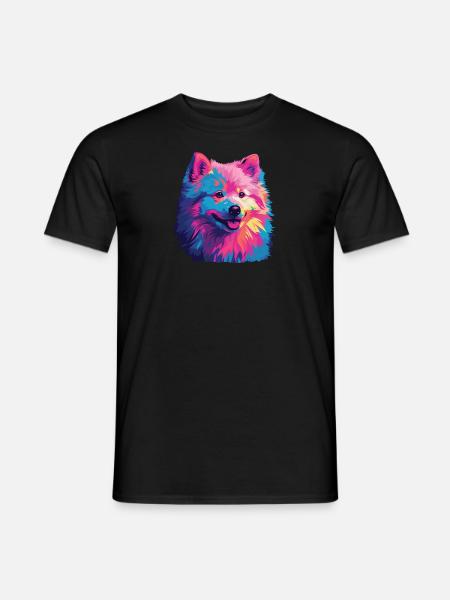 Wasserfarben Farbenfroher Japan Spitz - Männer T-Shirt - Schwarz
