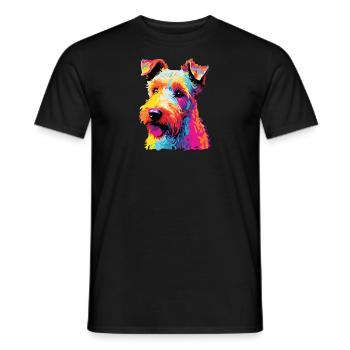 Aquarelle colorée Lakeland Terrier - T-shirt homme - noir - Devant - AI Model Male 178 light (178cm)