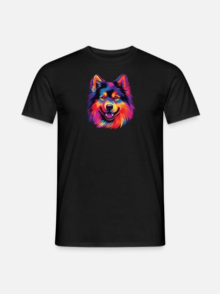 Wasserfarben Farbenfroher Finnischer Lapphund - Mænd T-shirt - sort
