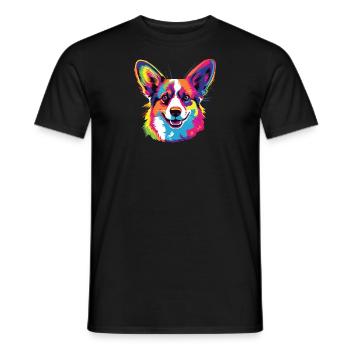 Aquarelle colorée Pembroke Welsh Corgi - T-shirt homme - noir - Devant - AI Model Male 178 light (178cm)