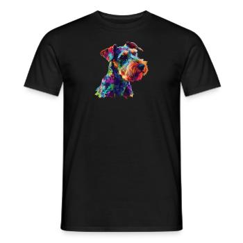 Aquarelle colorée Airedale Terrier - T-shirt homme - noir - Devant - AI Model Male 178 light (178cm)
