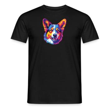 Aquarelle colorée Pembroke Welsh Corgi - T-shirt homme - noir - Devant - AI Model Male 178 light (178cm)