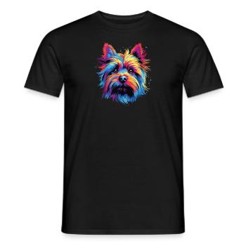 Watercolor Colorful Australian Silky Terrier - Men's T-Shirt - black - Front - AI Model Male 178 light (178cm)