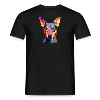 Wasserfarben Farbenfroher Glatthaar-Foxterrier - Männer T-Shirt - Schwarz - Vorne - AI Model Male 178 light (178cm)