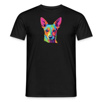 Podengo portugais coloré aquarelle - T-shirt homme - noir - Devant - AI Model Male 178 light (178cm)