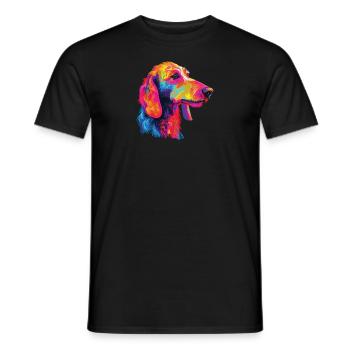 Aquarelle coloré Bedlington Terrier - T-shirt homme - noir - Devant - AI Model Male 178 light (178cm)