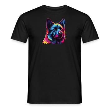 Watercolor Colorful Norwegian Elkhound - Men's T-Shirt - black - Front - AI Model Male 178 light (178cm)