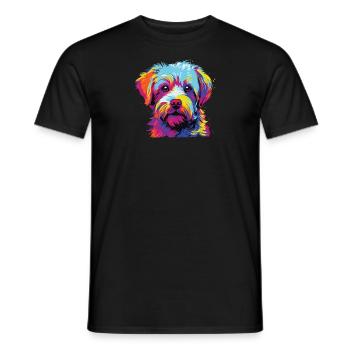 Watercolor Colorful Dandie Dinmont Terrier - Men's T-Shirt - black - Front - AI Model Male 178 light (178cm)