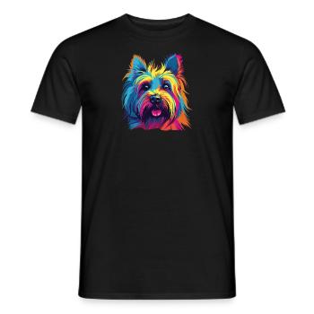 Aquarelle colorée Skye Terrier - T-shirt homme - noir - Devant - AI Model Male 178 light (178cm)