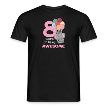 Eléphant pour les enfants de 8 ans de huit ans - T-shirt homme - noir - Devant - AI Model Male 178 light (178cm)