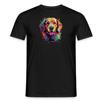 Watercolor Colorful Golden Retriever - Men's T-Shirt - black - Front - AI Model Male 178 light (178cm)