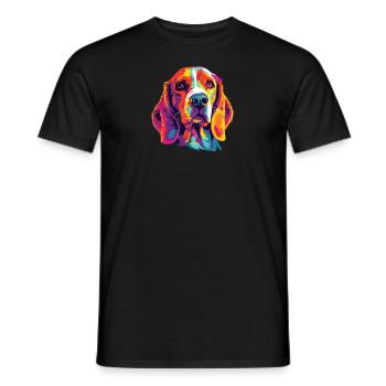 Watercolor Colorful Beagle Harrier - Men's T-Shirt - black - Front - AI Model Male 178 light (178cm)