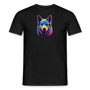 Watercolor Colorful Norwegian Elkhound - Men's T-Shirt - black - Front - AI Model Male 178 light (178cm)