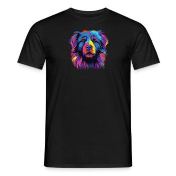 Wasserfarben Farbenfroher Petit Basset Pyrenean - Männer T-Shirt - Schwarz - Vorne - AI Model Male 178 light (178cm)