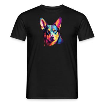 Watercolor Colorful Australian Kelpie - Men's T-Shirt - black - Front - AI Model Male 178 light (178cm)