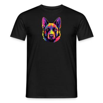 Watercolor Colorful Norwegian Elkhound - Men's T-Shirt - black - Front - AI Model Male 178 light (178cm)