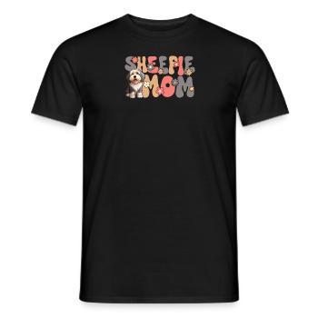 Old English Sheepdog Groovy Sheepie Mom - Men's T-Shirt - black - Front - AI Model Male 178 light (178cm)
