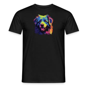 Wasserfarben Farbenfroher Petit Basset Pyrenean - Männer T-Shirt - Schwarz - Vorne - AI Model Male 178 light (178cm)