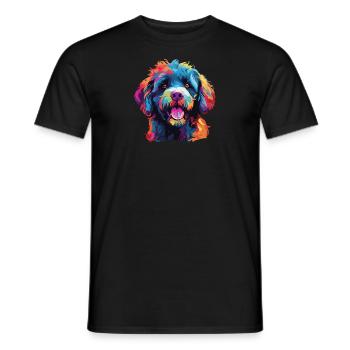 Wasserfarben Farbenfroher Spanischer Wasserhund - Männer T-Shirt - Schwarz - Vorne - AI Model Male 178 light (178cm)