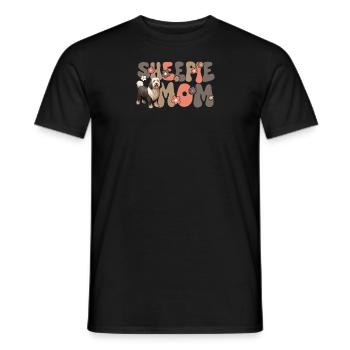 Old English Sheepdog Groovy Sheepie Mom - Men's T-Shirt - black - Front - AI Model Male 178 light (178cm)