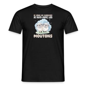 Si vous me cherchez, je suis avec les brebis - T-shirt homme - noir - Devant - AI Model Male 178 light (178cm)