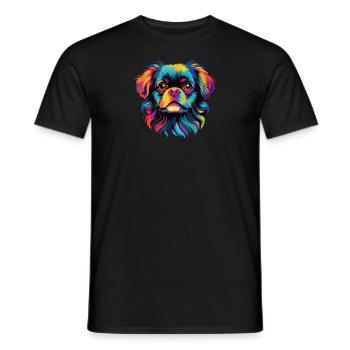 Aquarelle colorée épagneul tibétain - T-shirt homme - noir - Devant - AI Model Male 178 light (178cm)