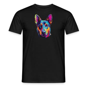 Watercolor Colorful Australian Kelpie - Men's T-Shirt - black - Front - AI Model Male 178 light (178cm)