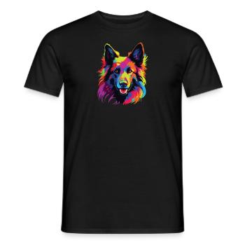 Watercolors Colorful Belgian Tervuren - Men's T-Shirt - black - Front - AI Model Male 178 light (178cm)