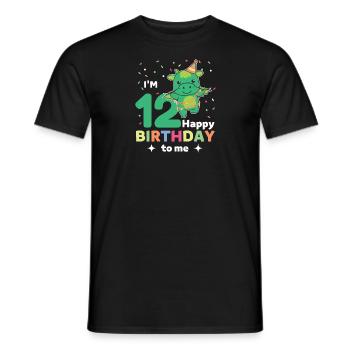 Dragon for 12th birthday for children twelve years - Men's T-Shirt - black - Front - AI Model Male 178 light (178cm)