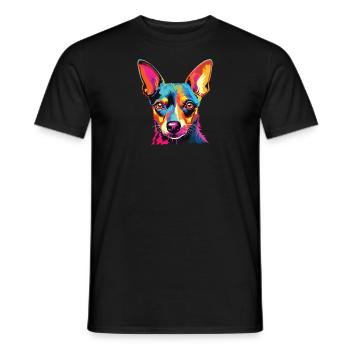 Watercolor Colorful American Toy Terrier - Men's T-Shirt - black - Front - AI Model Male 178 light (178cm)