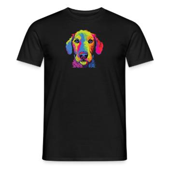 Aquarelle coloré Bedlington Terrier - T-shirt homme - noir - Devant - AI Model Male 178 light (178cm)
