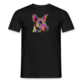 Aquarelle colorée Cirneco Delletna - T-shirt homme - noir - Devant - AI Model Male 178 light (178cm)