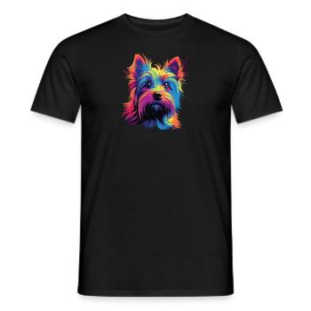 Watercolor Colorful Australian Silky Terrier - Men's T-Shirt - black - Front - AI Model Male 178 light (178cm)