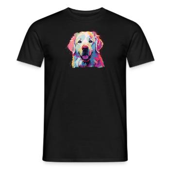 Aquarelle colorée Kuvasz - T-shirt homme - noir - Devant - AI Model Male 178 light (178cm)