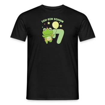 J’ai déjà 7 ans d’anniversaire de grenouilles - T-shirt homme - noir - Devant - AI Model Male 178 light (178cm)