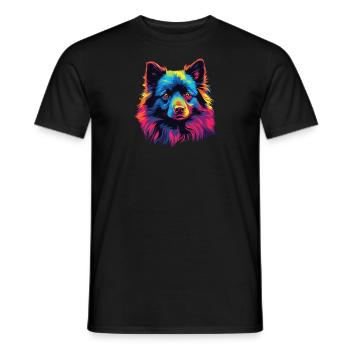 Aquarelle colorée Schipperke - T-shirt homme - noir - Devant - AI Model Male 178 light (178cm)