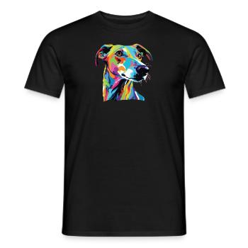 Aquarelle lévrier coloré - T-shirt homme - noir - Devant - AI Model Male 178 light (178cm)