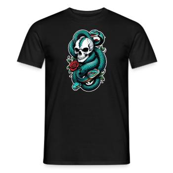 serpent squelette et tatouage - T-shirt homme - noir - Devant - AI Model Male 178 light (178cm)
